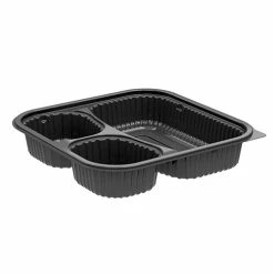 Discount 😀 Culinary Squares Three Compartment Black Square Container ⭐