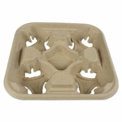 Budget 😀 Molded Fiber Cup Tray, 8-32 Oz, Four Cups, 300/Carton 💯