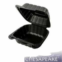 Coupon 😉 CHPP66B 6 X 6 X 3 Black Mineral-Filled Hinged Lid Takeout Container, 300/cs 🎉