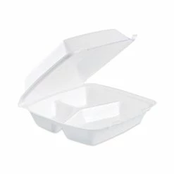 Cheapest 👏 Dart Foam Container, Hinged Lid, 3-Comp, 8 3/8 X 7 7/8 X 3 1/4, 200/Carton 😉