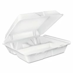 Discount 👏 Dart Large Foam Carryout, Food Container, 3-Compartment, White, 9-2/5x9x3 🔔
