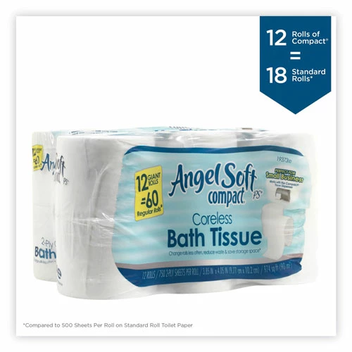 Discount π Ps Compact Coreless Bath Tissue, 2-Ply, WE, 750 Sheets/Roll, 12 RL/CT β - Image 3