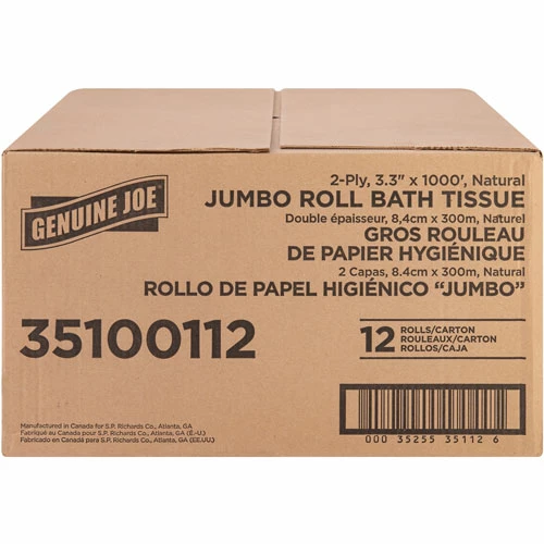 Promo ✔️ Jumbo Jr Dispenser Bath Tissue Roll - 2 Ply - 3.30" X 1000 Ft - 8.88" Roll Diameter - White - Fiber - Sewer-safe, Septic Safe - For Bathroom - 12 / Carton ✨ - Image 4