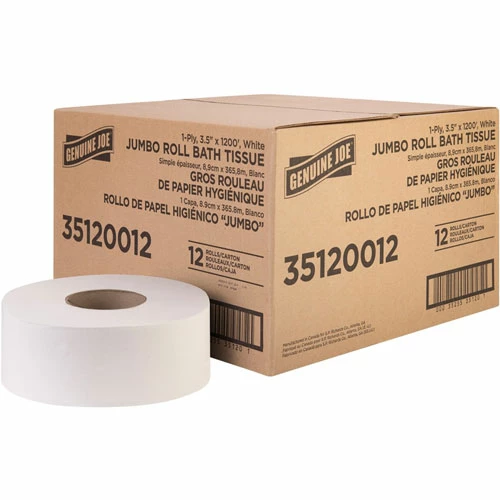 Promo π 1-ply Jumbo Roll Bath Tissue - 1 Ply - 3.63" X 1200 Ft - 8.88" Roll Diameter - White - Fiber - Sewer-safe, Septic Safe - For Bathroom - 12 / Carton π