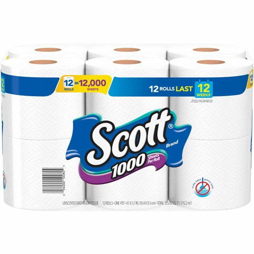 Hot Sale π€© 1000 1-ply 12Roll Bath Tissue - 1 Ply - 3.70" X 4.10" - 1000 Sheets/Roll - White - Absorbent - For Bathroom, Office Building, Public Facilities, School - 12 / Each β€οΈ - Image 2