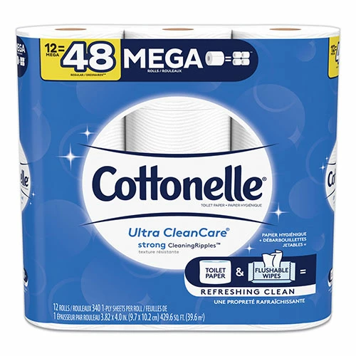 Cheap π Ultra CleanCare Toilet Paper, Strong Tissue, Mega Rolls, Septic Safe, 1 Ply, White, 340 Sheets/Roll, 12 Rolls π