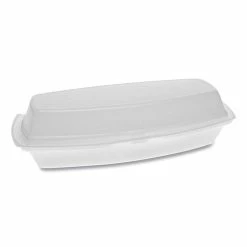 Promo 🥰 Foam Hinged Lid Containers, Single Tab Lock Hot 🐶 Dog, 7.25 X 3 X 2, 1-Compartment, White, 504/Carton 😉
