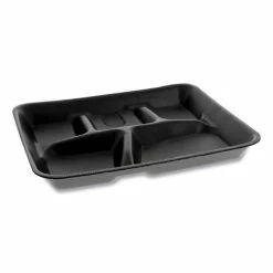 Deals 👍 Lightweight Foam School Trays, 5-Compartment, 8.25 X 10.25 X 1, Black, 500/Carton ⭐