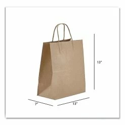 Cheapest 🎉 Kraft Paper Bags, Jr. Mart, 13 X 7 X 13, Natural, 250/Carton 🎉