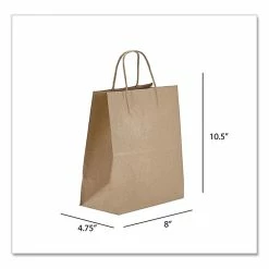 Discount 🛒 Kraft Paper Bags, Tempo, 8 X 4.75 X 10.5, Natural, 250/Carton ❤️