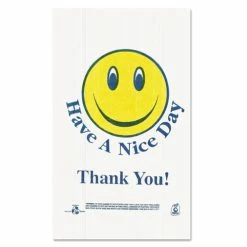 Best Pirce 😍 Smiley Face Shopping Bags, 12.5 Microns, 11.5" X 21", White, 900/Carton 🎁